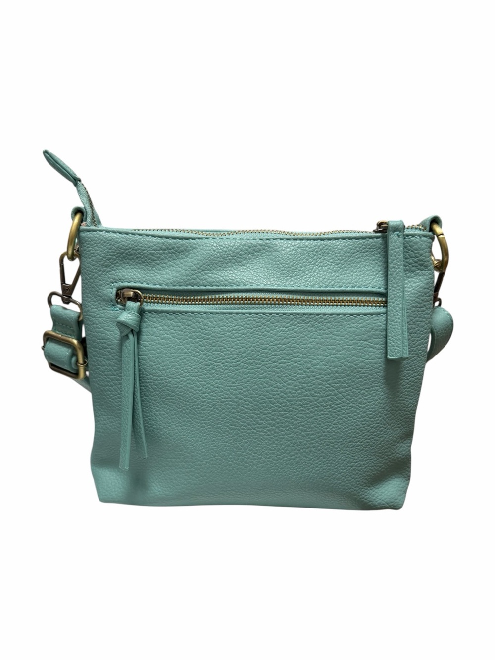 Joy Susan Pebbled Aqua Faux Leather Square Crossbody